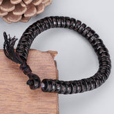 Tibetan Coconut Shell Beads Engraved Om Mani Padme Hum Mantra Positive String Bracelet